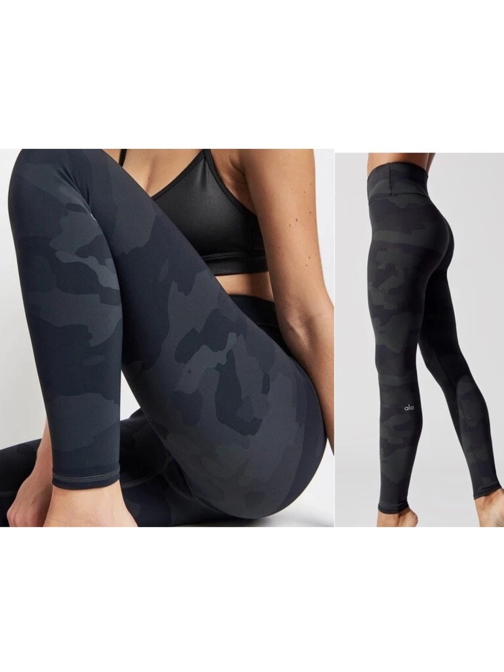 ALO Yoga High-Rise Black Camo Vapor Leggings